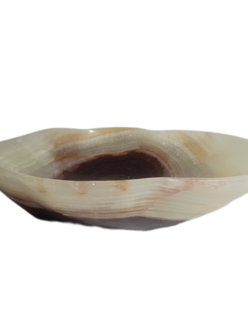 Handcrafted Onyx Polished Decorative Bowl in Cream & Brown Natural Banding - Picture 2 of 16